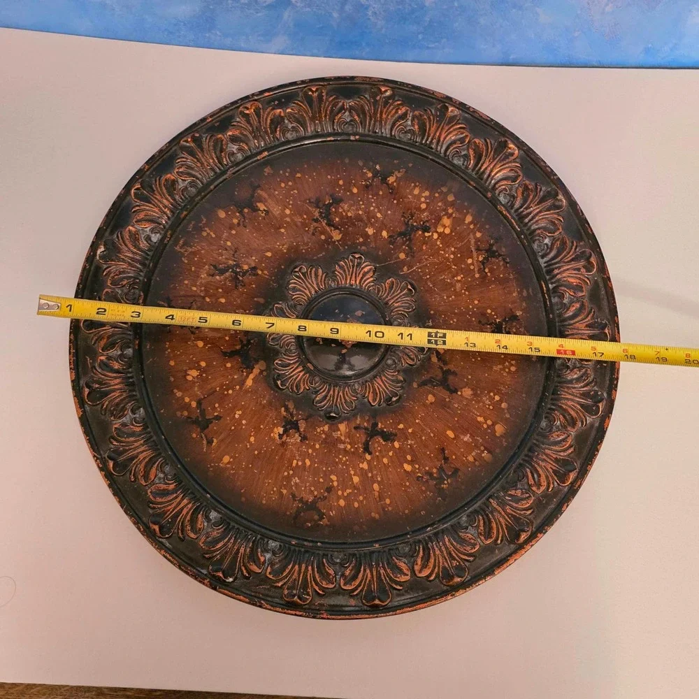 Vintage Style Bronze Tone Round Wall Plaque Ornate Acanthus Medallion 18 Inch